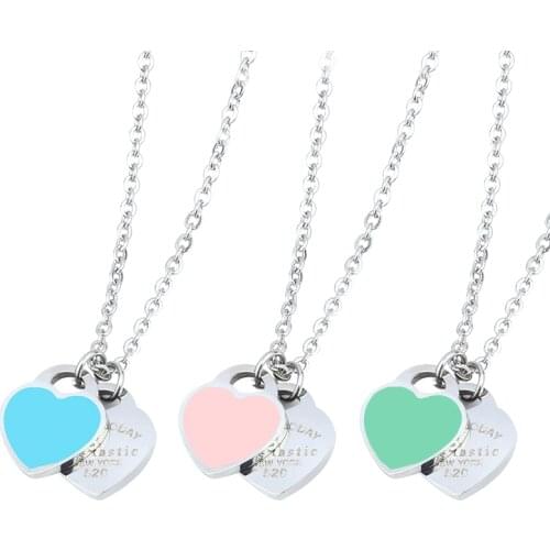 Heart best friends pendant necklace women chocker neckless stainless steel jewelry accessories chain choker long necklace