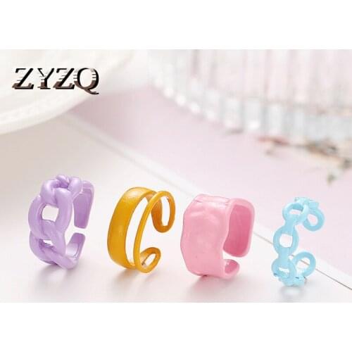ZYZQ Candy Colors Resin Acrylic Women Ring Men Korean Creative Geometric Round Irregular Rings Fashion Cocktail Party Jewelry