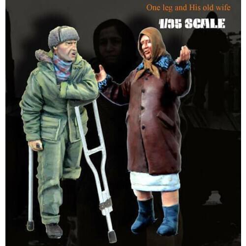 1/35 One Man and His Elderly Wife Resin figure Model kits Miniature gk Unassembly Unpainted