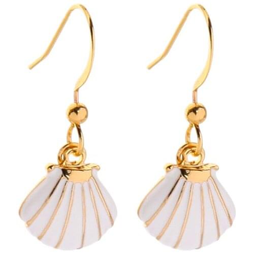 10 pair /lot fashion jewelry metal enamel cute shell earring for women