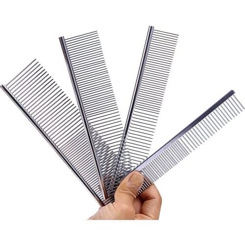 3 Sizes Stainless Steel Pet Grooming Comb Remove Floating Hair Pet Flea Long Hair Fur Remove Knot Open Comb Pet Cleaning Supply