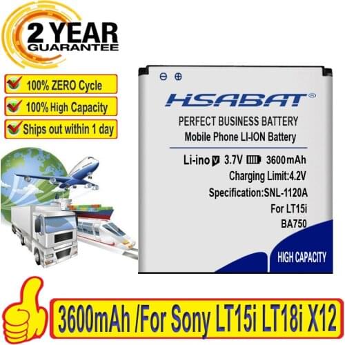 HSABAT 3600mAh BA750 Battery Use for Sony Ericsson xperia Arc S LT15i LT18i X12 Batteries