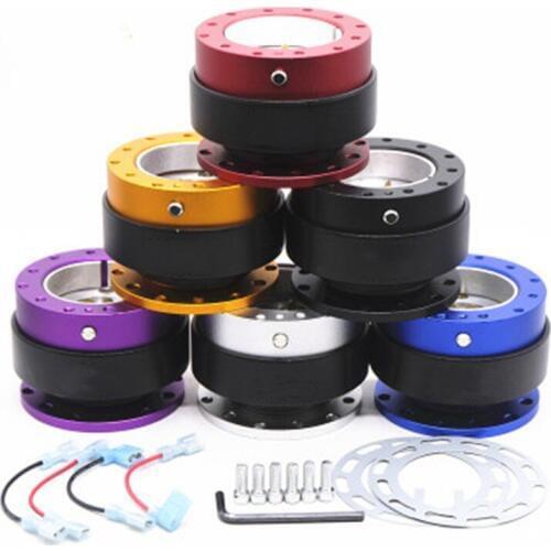 Automobile modified steering wheel quick release device, racing aluminum alloy steering splitter with safety button