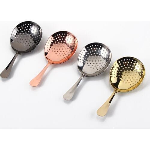 Premium Barware / Bar Tools 18-8 (#304) Stainless Steel Cocktail Julep Strainer in Silver, Copper & Gold Finish