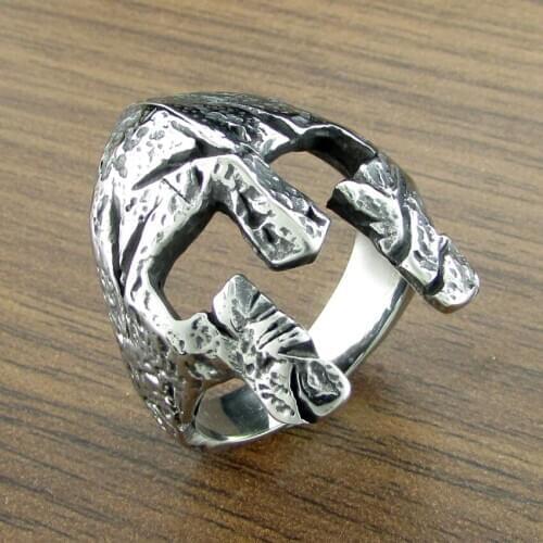 Free Shipping Punk 316L Stainless Steel Spartan Helmet Ring Mask Sparta Spartacus Warrior Skull Jewelry