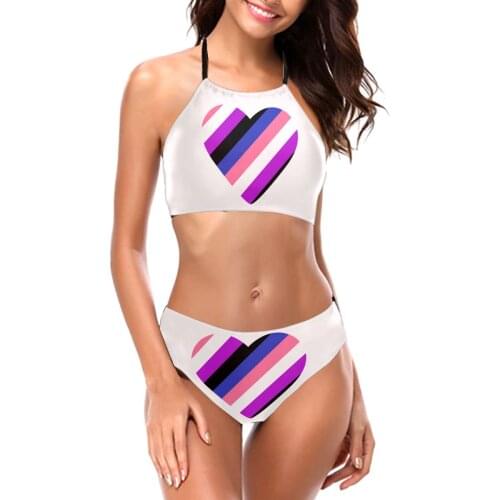 Bikinis Genderfluid Pride Flag Stripes Exotic 2021 Women Swimsuit Low Waist Swimwear R333 Women Beach wear