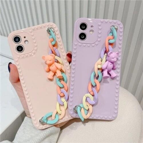 Bear Chain Apple 11 Case IPhone 12promax Bracelet 7p / XS Wristband Xsmax Womens Phone Cases for Iphone 11