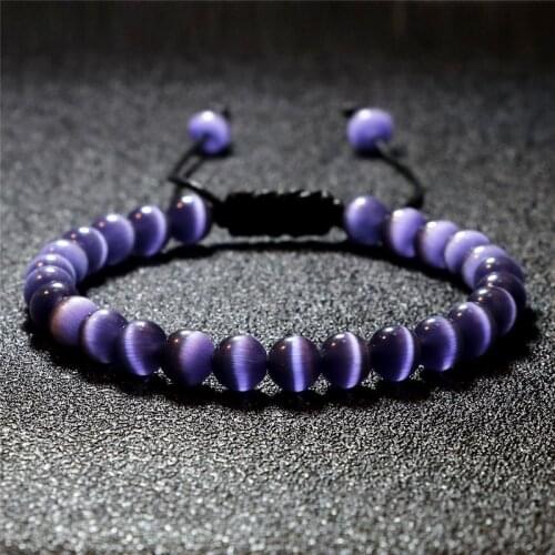 Natural Cat Eye Stone Bracelet High Quality 6mm Beads Charms Adjustable Handmade Braided Bracelets&Bangles For Women Men Jewelry