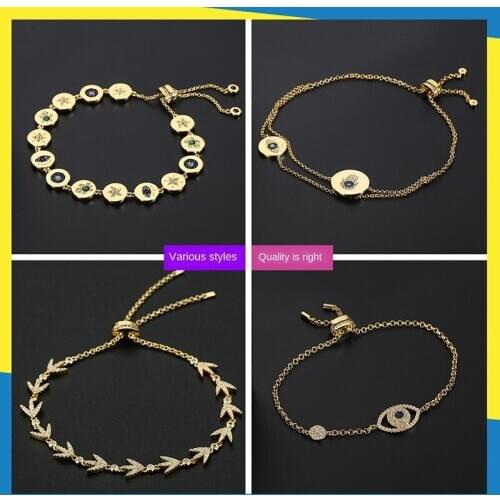 2020 New 18K Golden Planet Moon Round Brand Jesus Christ Cross Demon Eye Bracelet Luxury Hallyu Luxury Jewelry Brand Jewelry