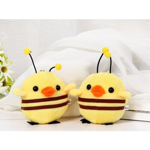 Bee Yellow Duck Chicken KeyChains Pendants Kawaii Plush Toys Schoolbag Handbag Cartoon Comic Anime Doll Stuffed Toy For Children