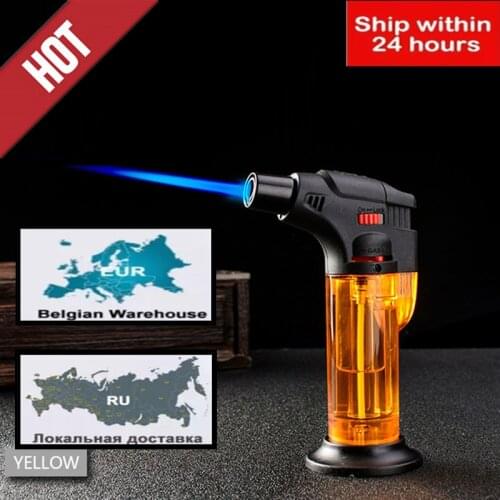 Butane Jet Torch Cigarette Windproof Lighter Plastic Fire Ignition Burner NO GAS CA Gas Lighter Turbo Dropship Suppliers