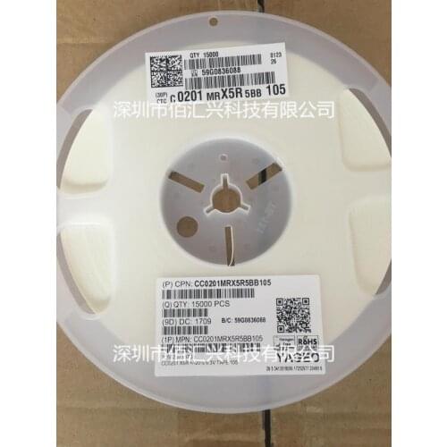 CC0201MRX5R6BB224 0201 220nF(224) ±20% 10V X5R SMD MLCC CC0201MRX5R5BB105 0201 1uF(105) ±20% 6.3V X5R Chip capacitors