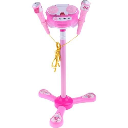 Kids Microphone 2 Microphones Adjustable Stand Singing Mic Toys for Kids