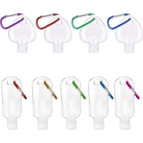 20Pcs Refillable Bottles 50ml With Key Ring Hook Travel Transparent Plastic Perfume Bottle Alcohol Container Hand Sanitizer