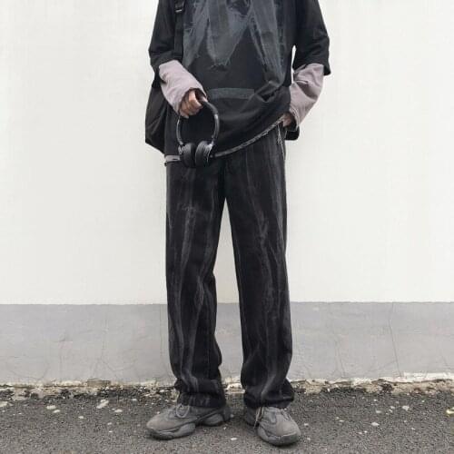 Jeans Women Tie Dye Vintage Unisex Couple Black Loose Straight Spring Streetwear Club Female Bottom Popular Trendy Ulzzang Jean