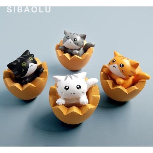 Eggshell Cat Figurine statue Animal moss terrarium Home Decor Shaped Decoration Cake mini fairy garden resin Crafts ornament toy