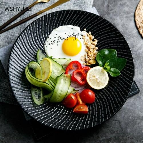 European black western restaurant exquisite dinner plate creative ceramic steak plate simple dim sum household tableware