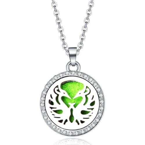 Phoenix Dance Crystal Zircon Aroma Perfume Locket Pendant Necklace Stainless Steel Aromatherapy Essential Oil Diffuser Jewelry