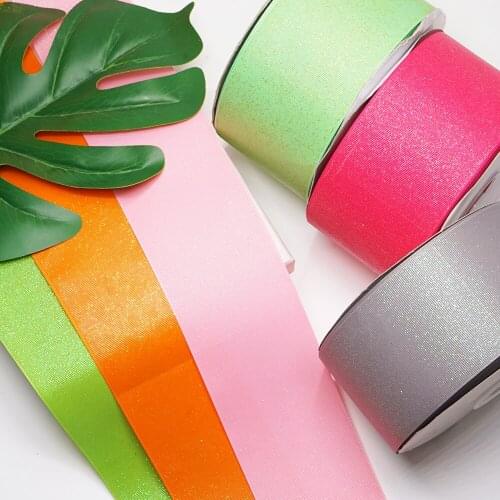 Top Ribbon 75MM Red Pink Gold Solid Glitter Grosgrain Ribbon 50 Yards Per Roll