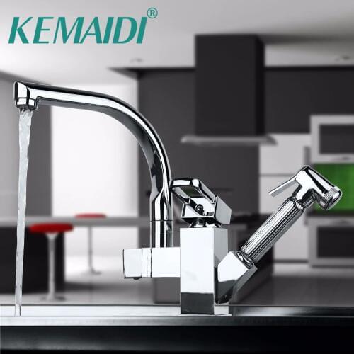 KEMAIDI Good Quality Polish Chrome Kitchen Faucet Kitchen Sink Mixer With Pull Out Shower Sprayer Kitchen Mixer High Power Tap