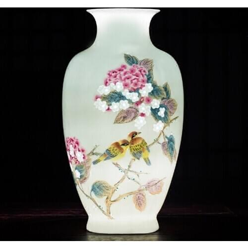 Jingdezhen Ceramic Vases Pastels Hand Painted Sculptures Thin Linglong Modern Chinese vase Living Room Ornaments porcelain vase