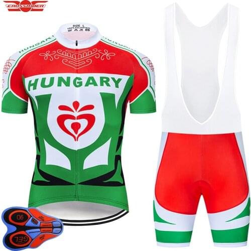 Crossrider 2021 Team HUNGARY Cycling Jersey MTB Bicycle Clothing Bike Wear Clothes Mens Short GEL Bib Sets Maillot Culotte Suit
