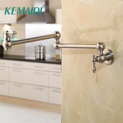 KEMAIDI BrusheD Nickel Pot Filler Double Joint Spout Folding Stretchable Swing Arm Kitchen Faucets Black Kitchen Sink Faucet
