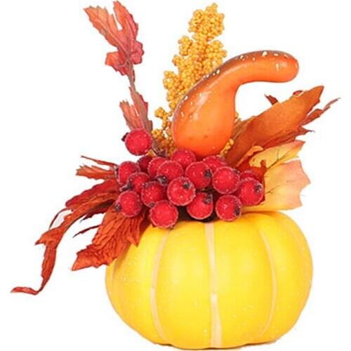 Simulation Halloween Pumpkin Maple Leaves Ornament Potted Fall Harvest Thanksgiving Decorations Miniatures Figurines Home Gift