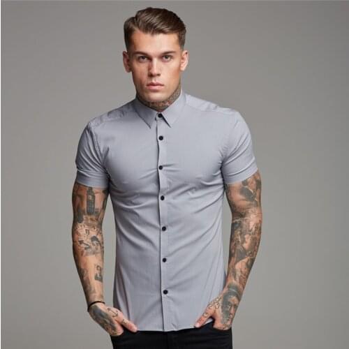 New Mens Dress Shirt Casual Pure Cotton Shirts For Men Short Sleeve Solid Design Regular Fit Fashion Breathable