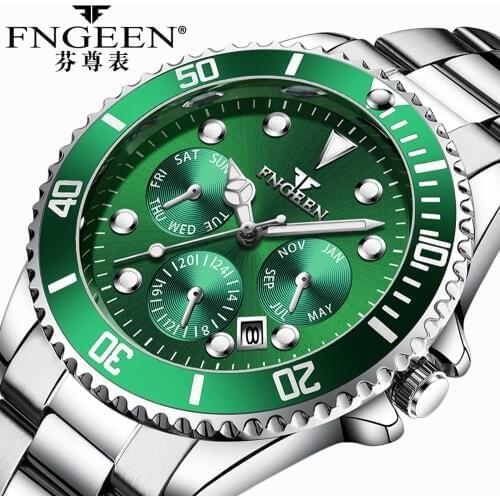 Green Water Ghost Men Watches 2020 New Model FNGEEN Non-Automatic Fashion Trend Man Watch Steel Waterproof Quartz Mens Watches