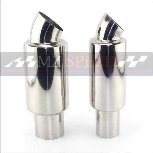 Car Muffler Exhaust Pipe Tip Polished Stainless Steel Burnt Tip And Silencer 2.5 "inlet to 89mm outlet Exhaust tip Muffler