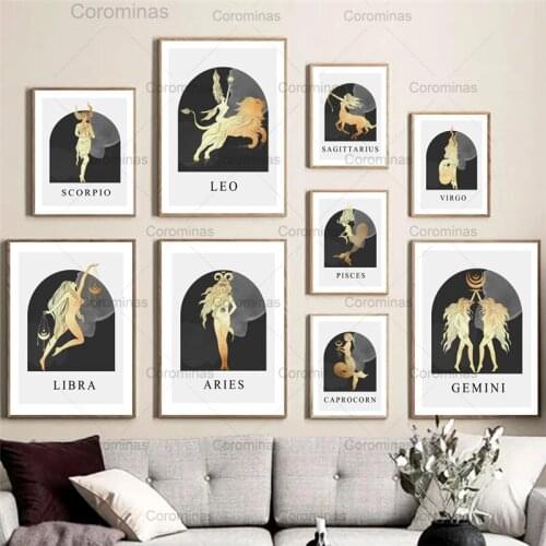 Wall Art Canvas Painting Leo Libra Virgo Aquarius Taurus Gemini Nordic Posters and Prints Wall Hd Pictures for Living Room Decor