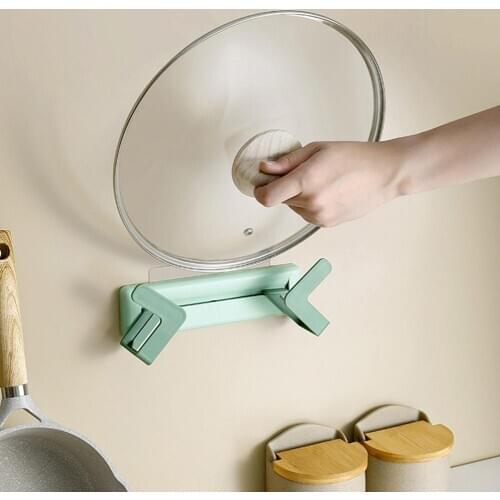 Punch-free Wall Mount Kitchen Pot Lid Holder Cutting Board Pan Cover Cooker Rack