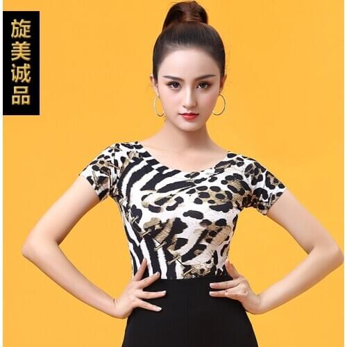New Latin Dance Garment for Adults, Modern Dance Top, National Standard Dance Dress, Middle Sleeve Practice Top YT0519