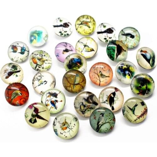 New Arrival 12pcs/lot glass 18mm snap buttons bird leather clasp snap button bracelet snap Bangles jewelry