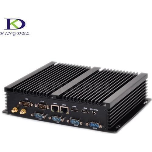 New Mini Industrial PC Barebone Fanless Mini Computer HTPC with Core i7 4500U i3 4010U 2*LAN 2*HDMI 6*COM Windows10 NettopTV Box
