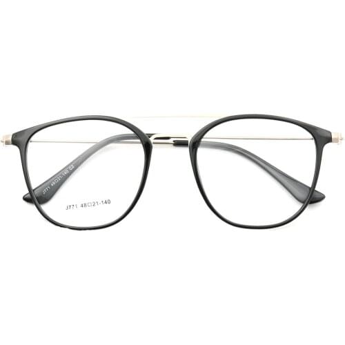 Men Women Large Round TR90 Fashion double-bridge Metal Full Rim Lightweight Butterfly Thin Prescription Eyeglass Frames J771