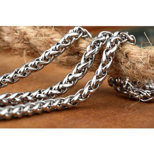 100% Stainless Steel Braided Choker Wheat Chain Knitted Chain Necklace Mens Collar Trenzado Arpa Zincir Kolye Wholesale 10pcs