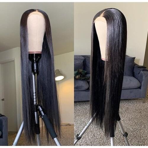 4x4 Lace Closure Human Hair Wigs Straight Brazilian Non-Remy Closure Wig For Women 10''-26'' Human Hair Lace Wig Glueless 150