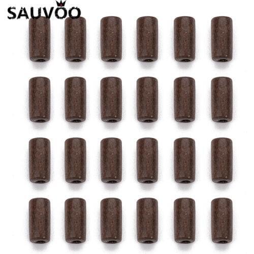 SAUVOO 300pc 12X6mm Natural Wooden Beads Brown Column Shape Spacer Beads No Harm Beads for DIY Kid Necklace Jewelrys Makings