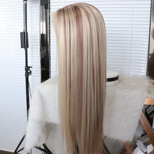 Silky Straight Synthetic Lace Wigs for Women T Part Lace Wig Glueless Heat Resistant Fashion Wig Natural Hair with Baby Hair