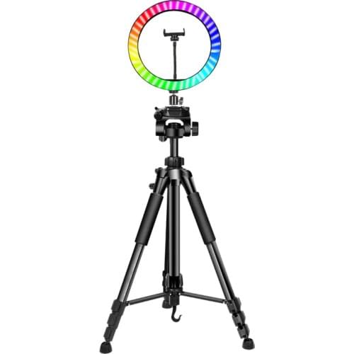 Lightweight Mobile Phone Stand Camera Tripod with Ring Light Selfie Stick Remote Control Phone Clip for Video Studio Photo