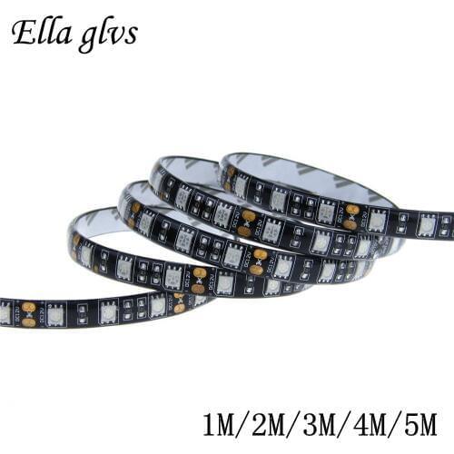 Led Strip 5050 RGB 1m/2m/3m/4m/5m Black PCB 12V 60LEDs/m Waterproof IP65 /Non Waterproof IP20