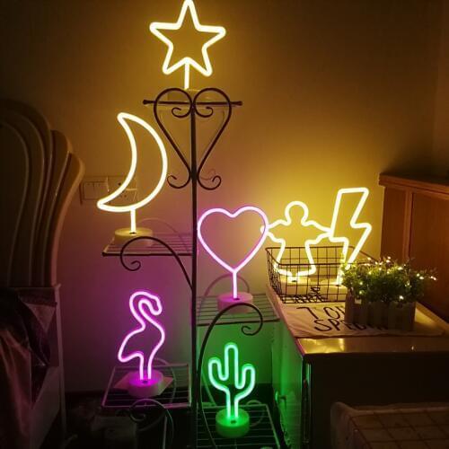 USB Battery Operated LED Flamingo Neon Fairy Christmas Lights For Bedroom Indoor Festoon New Years Garland Party Decoration