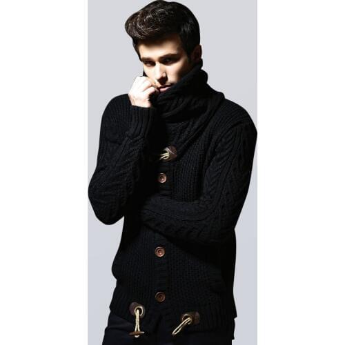 Thintenda Autumn Winter Fashion Casual Cardigan Sweater Coat Men Loose Mens Turtleneck Sweater Warm Knitting Clothes Sweater Men