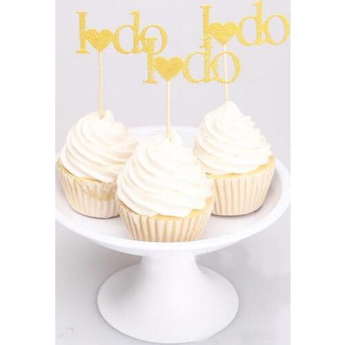 Cake toppers gliter golden slivery I will do cards banner for fruit Cupcake Wrapper Baking Cup birthday party wedding decor