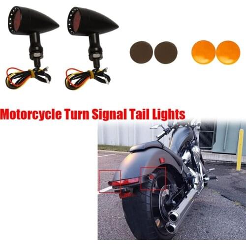 2Pcs Motorcycle Rear Turn Signals Light LED Blinker Indicator Lights for Sportster Bobber Chopper Black Housing