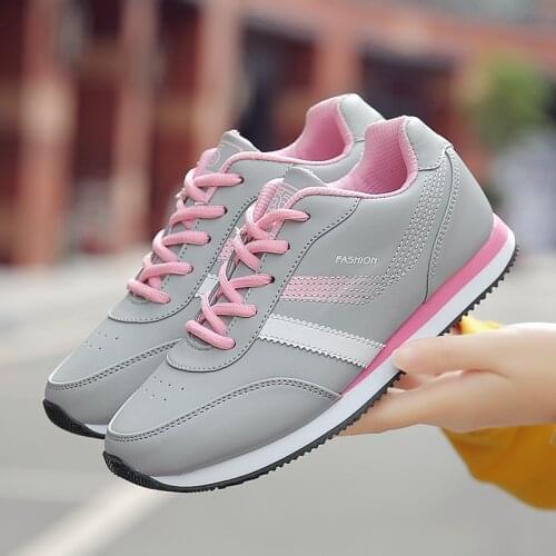 Women Sneakers Lightweight Leather Sports Shoes Fashion Lace-up Jogging Women Shoes Casual Comfortable 2021 Females Sneakers