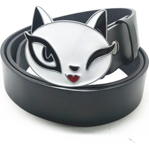 Cute animal big cat belt buckle zinc alloy PU leather belt casual ladies accessories