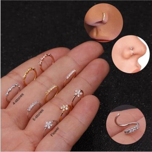 1 pc 0.8mm Nose Rings Jewelry With Beauty Bling Charms No Allergy No Easy Fade